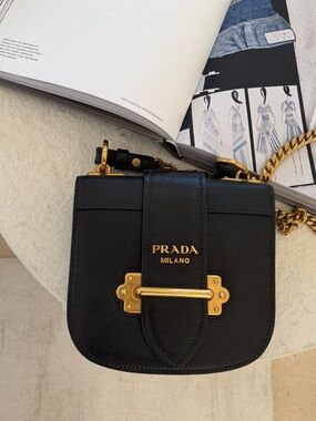Prada Black Leather Crossbody Bag with Gold Hardware